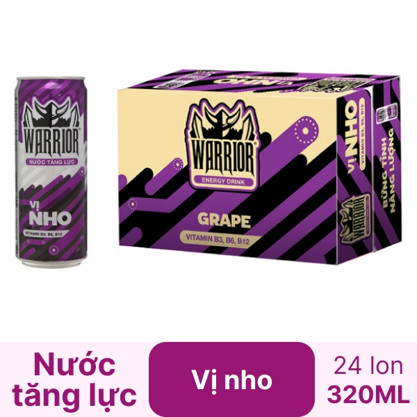 1 thùng nước ngọt có ga Warrior tiêu chuẩn gồm 24 lon